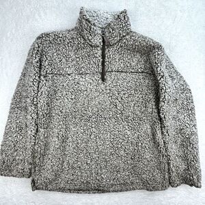 Dylan Frosty Tipped Stadium 1/4 Zip Sherpa Teddy Pullover Womens M Tan
